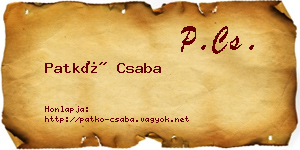 Patkó Csaba névjegykártya